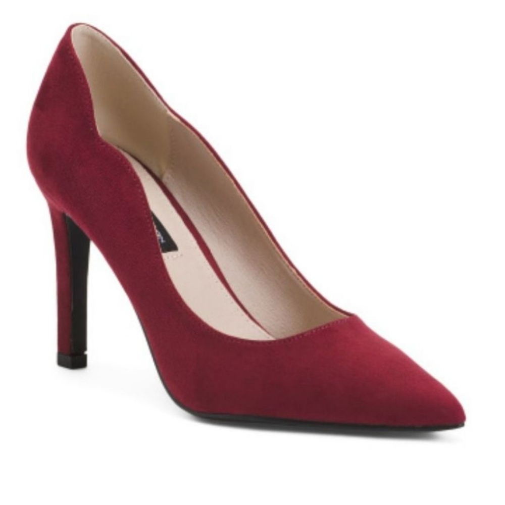 French Connection Red Faux Suede Stillettos Heels Size 8.5 New